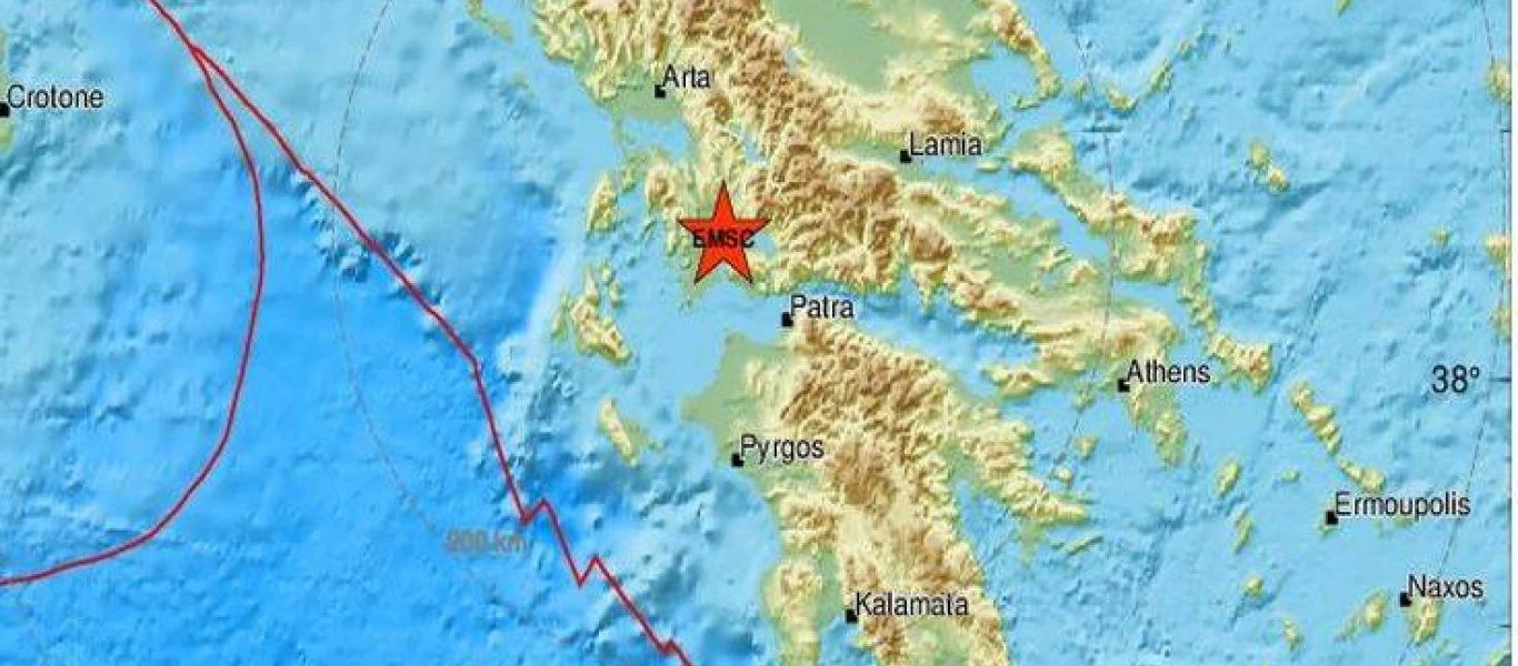 Ισχυρή σεισμική δόνηση 13 χιλιόμετρα βορειοδυτικά του Αιγίου